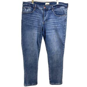 Oliver Logan Mens Jeans 34 X 32 Vintage Worn Med Wash Button Fly Straight Leg‎